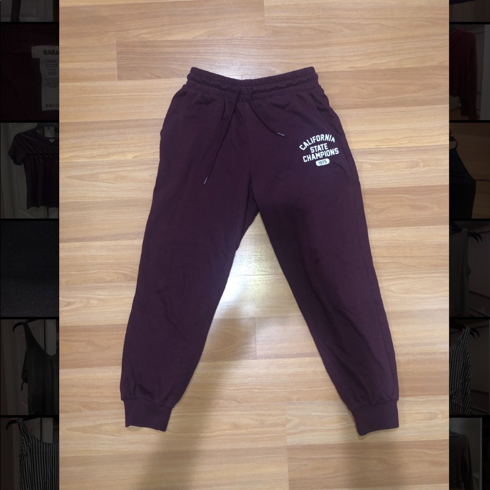 burgundy sweatpants